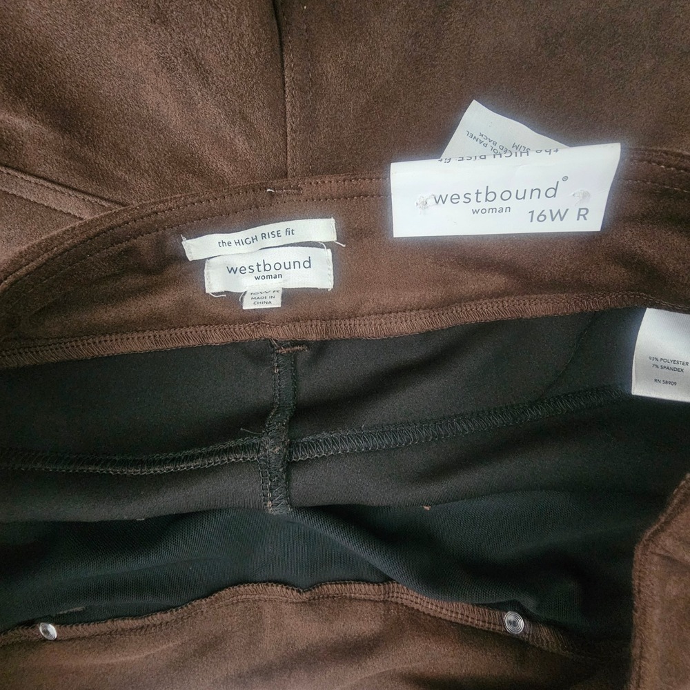 Westbound Woman 16W High Rise Skinny Dk Brown Suede Feel Legging NWT L687 - Picture 10 of 10